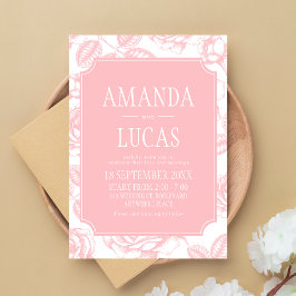 Dusty Rosa Elegant Chinoiserie Bröllop Inbjudningar