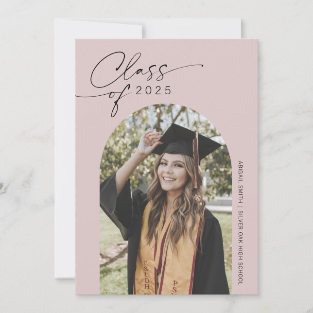 Dusty Rosa, enkelt bågfoto studenten Meddelande (Framsida)