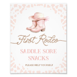 Dusty Rosa First Rodeo 1st Birthday Party Sign Fototryck