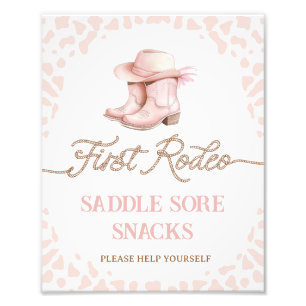 Dusty Rosa First Rodeo 1st Birthday Party Sign Fototryck