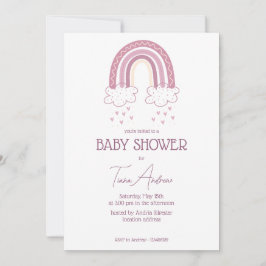 Dusty Rosa Flicka Boho Stil Baby Shower Inbjudningar