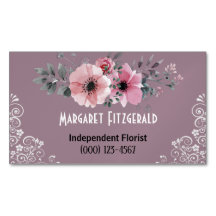 Dusty rosa florist magnetiskt affärskort