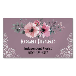 Dusty rosa florist magnetiskt affärskort magnetiska visitkort