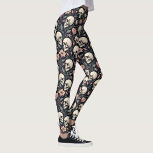 Dusty Rosa Flowers and Döskallars Leggings