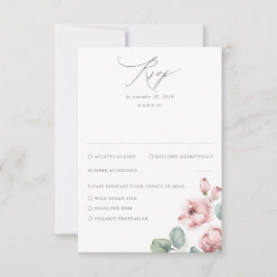 Dusty Rosa Flowers Elegant Dreamy Bröllop OSA Kort