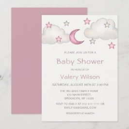 Dusty Rosa Girl Baby Shower Inbjudningar