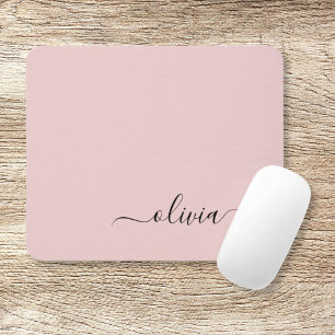 Dusty Rosa Girly Script Monogram Namn Modern Musmatta