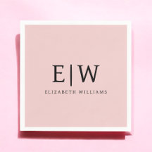  Dusty Rosa Girly Script Monogram Namn Modern