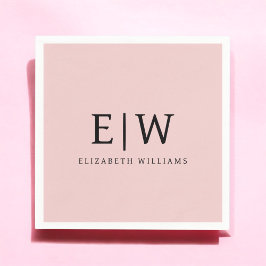  Dusty Rosa Girly Script Monogram Namn Modern Pappersservett