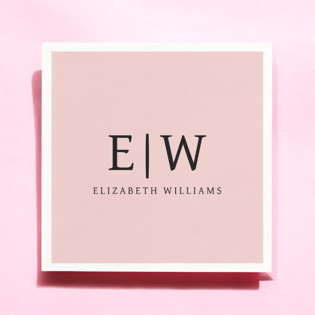  Dusty Rosa Girly Script Monogram Namn Modern Pappersservett (Skapare uppladdad)