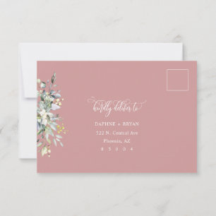 Dusty Rosa Grey Response Card 4 - måltid OSA Kort