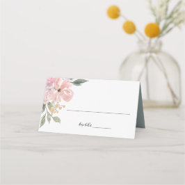 Dusty Rosa Grönt Foliage Rustic Blommigt Bröllop Placeringskort