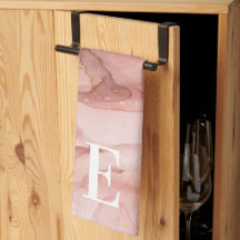 Dusty Rosa Guld Agate Alcohol Bläck Monogrammed  