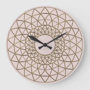 Dusty Rosa Guld Metallisk Cirkel Design Stor Klocka