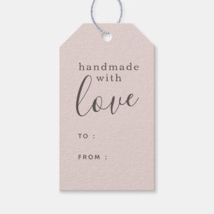 Dusty Rosa Handmade gjord med Kärlek Presentetikett