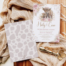 Dusty Rosa Heliga Cow Boho Pampas Girl Baby Shower