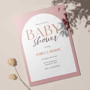 Dusty Rosa Könsneutrala minimalistbabyskor Inbjudningar