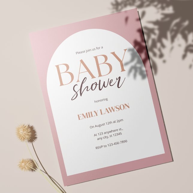 Dusty Rosa Könsneutrala minimalistbabyskor Inbjudningar (Elegant Ivory Baby Shower Invitations 🎉)