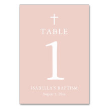 Dusty Rosa Kor Girl Girl Baptism Bordsnummer Card