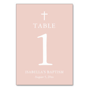 Dusty Rosa Kor Girl Girl Baptism Bordsnummer Card