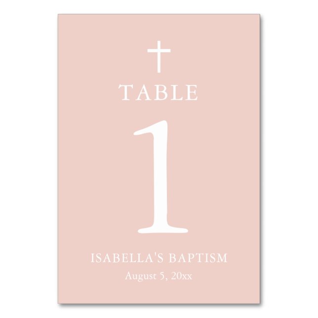 Dusty Rosa Kor Girl Girl Baptism Bordsnummer Card (Framsidan)