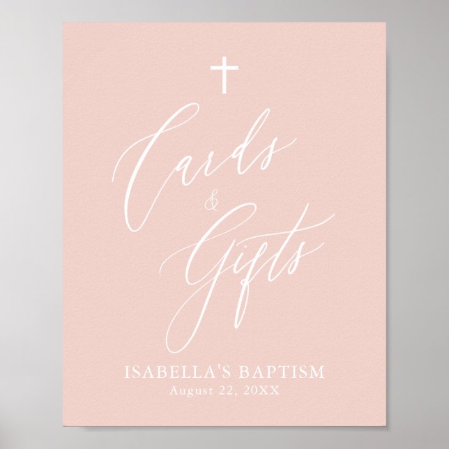 Dusty Rosa Kor Girl Girl Baptism Cards & Gifts Pos Poster (Framsidan)