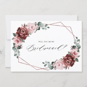 Dusty Rosa Mauve Ro Blommigt Bridesmaid Frieri Inbjudningar