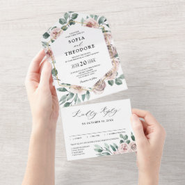 Dusty Rosa Mauve Ro Blommigt Geometric Bröllop