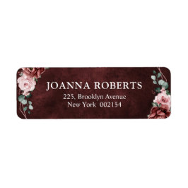 Dusty Rosa Mauve Ro Blommigt Geometric Bröllop La Returadress Etikett