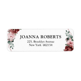 Dusty Rosa Mauve Ro Blommigt Geometric Bröllop Returadress Etikett