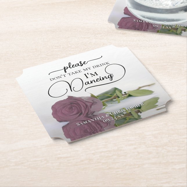 Dusty Rosa Mauve Ro Ta inte min dryck Bröllop Underlägg Papper (Vinklad)