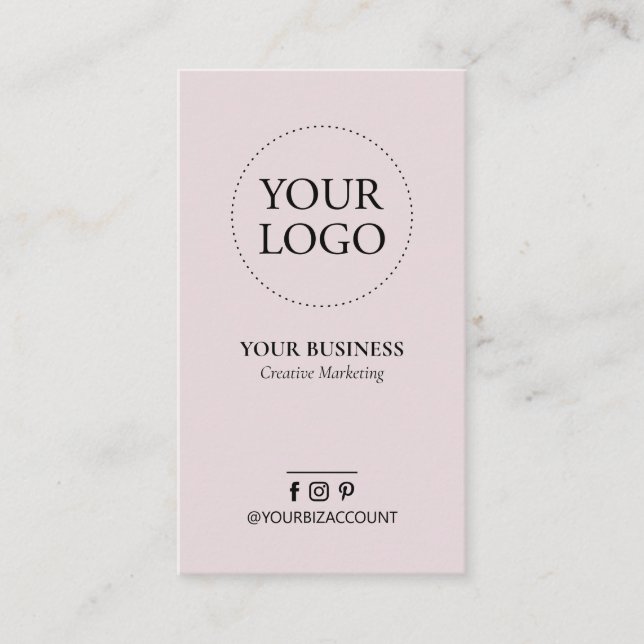 Dusty Rosa Minimal Logotyp Business Social Media Visitkort (Framsida)