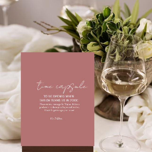 Dusty Rosa Minimal Rustic Baby dusch Time Capsule Poster (Skapare uppladdad)