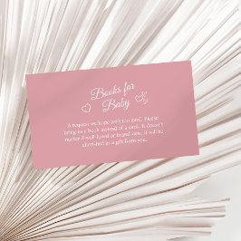 Dusty Rosa Minimalist Baby Shower Bokar för Baby Tilläggskort