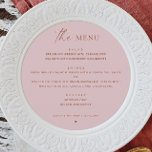 Dusty Rosa Minimalist Bröllop | Elegant Round Meny<br><div class="desc">Lägg till mjuk sofistikering i bord med den här minimalistiska dammiga rosa bröllop-menyn i ett modernt cirkulärt format. Med ren typografi av eleganten och en förfinad layout kan du visa dina måltider på ett snyggt sätt. Den nedsänkta ro-tonen ger en romantisk, contemporary beröring. Perfekt för moderna teman, boho, vår eller...</div>