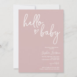 Dusty Rosa Minimalist Modern Boho Baby Shower Inbjudningar