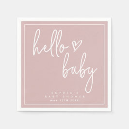 Dusty Rosa Minimalist Modern Boho Baby Shower Pappersservett