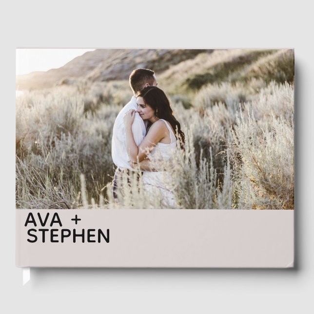 Dusty Rosa minimalist Photo Bröllop Guest Bok (Framsida)