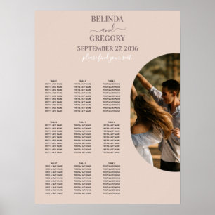 Dusty Rosa Minimalist Photo Bröllop Seite Chart Poster