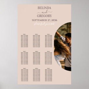 Dusty Rosa Minimalist Photo Bröllop Seite Chart Poster