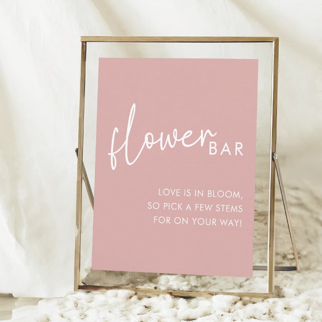 Dusty Rosa Minimalist Script Shower Flower Pub Poster (Skapare uppladdad)