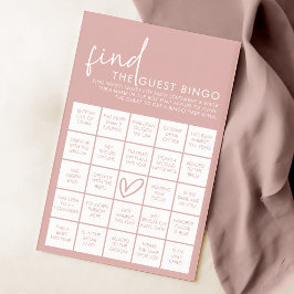Dusty Rosa Minimalist Shower Guest Bingo-spel