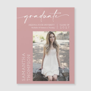 Dusty Rosa Minimalist-skript Photo Student Magnet
