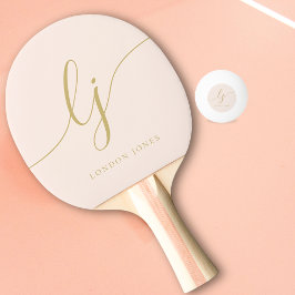  Dusty Rosa Modern Guld Script Monogram Namn Pingisracket