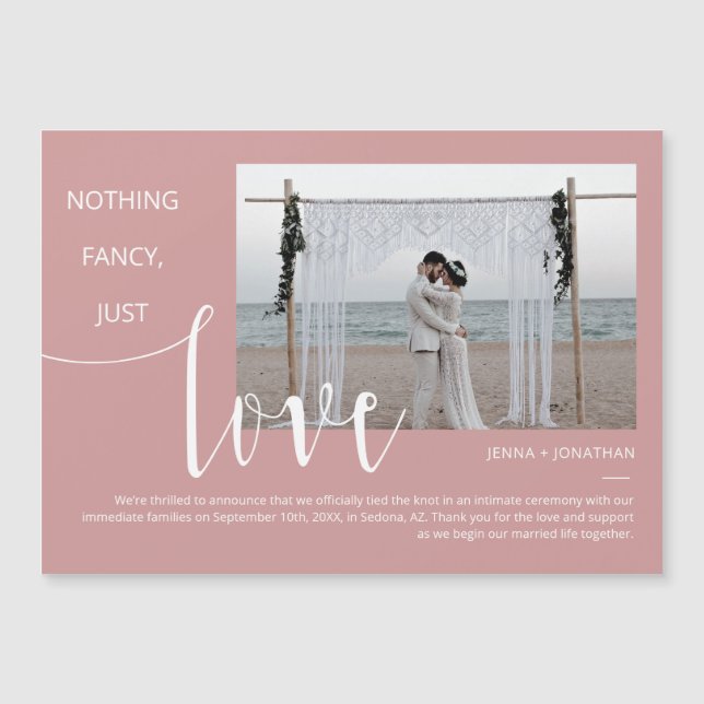 Dusty Rosa Modern Minimal Script Photo Magnet (Framsida)
