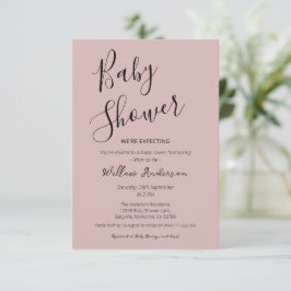 Dusty Rosa Modern Minimalistisk Skrift Barnkalas Inbjudningar