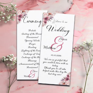 Dusty Rosa Modern Script Bröllop Ceremony Program