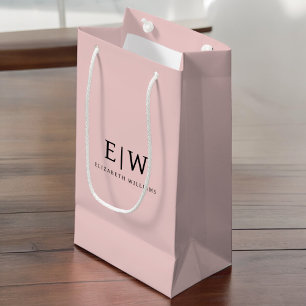 Dusty Rosa Modern Script Girly Monogram Namn