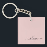 Dusty Rosa Modern Script Girly Monogram Namn<br><div class="desc">Dusty Rosa Simple Script Monogram Namn Keychain. Det gör perfekten söt 16-årsjubileum,  bröllop,  möhippa,  årsdag,  babydusch eller bachelorette-fest för någon som glam lyxen och chic stilar i kärlek.</div>