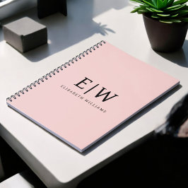  Dusty Rosa Modern Script Girly Monogram Namn Anteckningsbok